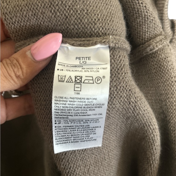 Banana Republic Petite Large Taupe Wrap Sweater Dress Tie Waist Midi Knit - Picture 8 of 8